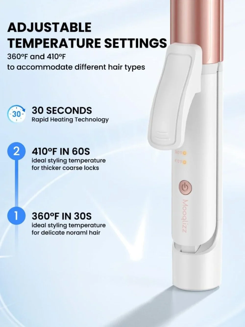 Mini Dual Voltage Curling Iron - 1.25” Ceramic Travel Hair Curler with